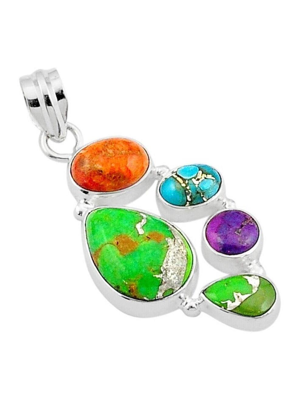 9.29cts Purple Copper Turquoise Mojave Turquoise Pendant in Sterling silver